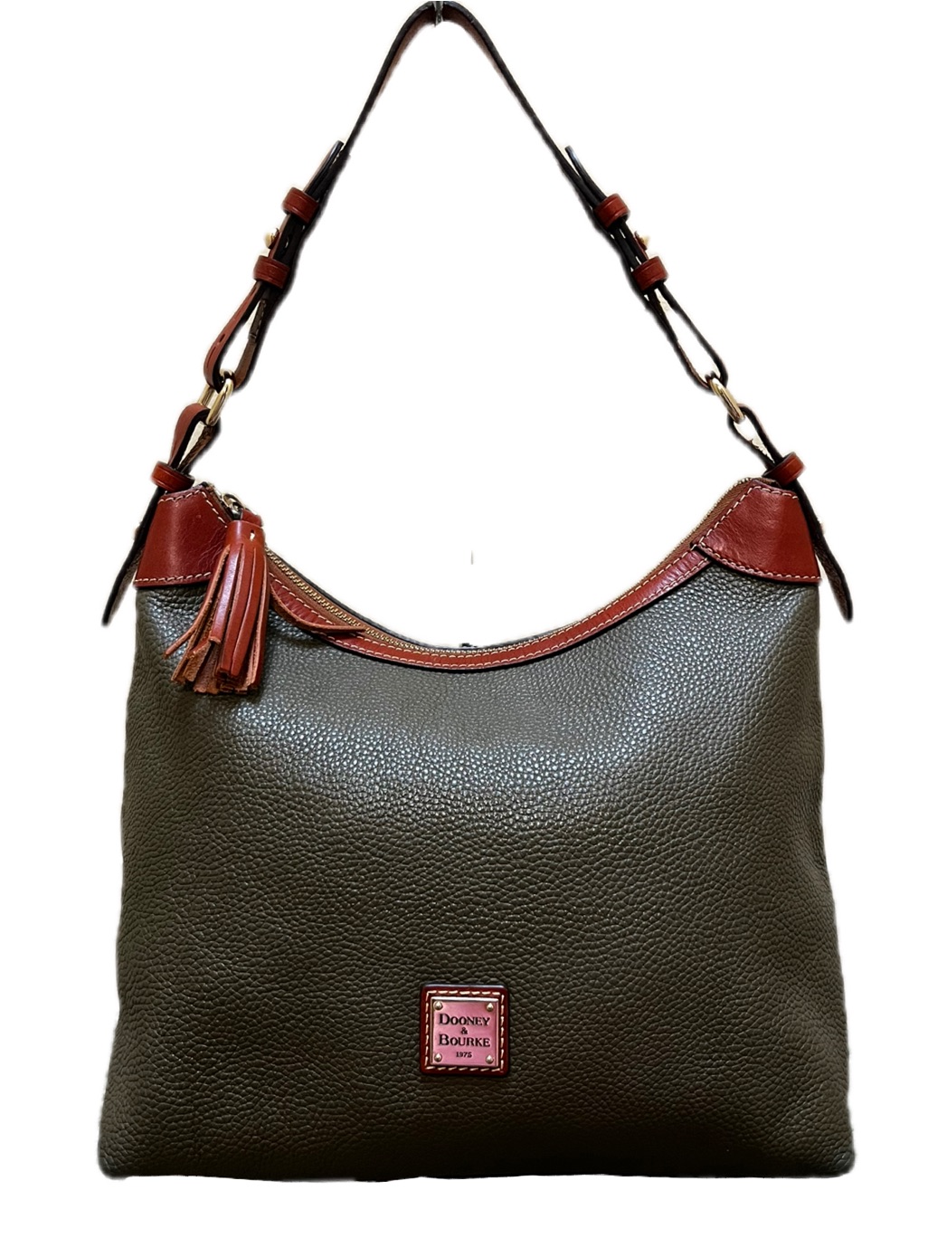 Dooney & Bourke Olive Pebble Leather Hobo Shoulder Bag